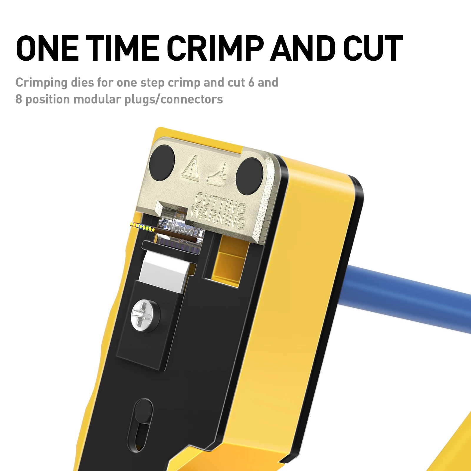 Herramienta de prensado ZoeRax RJ45 Cat7, herramienta de prensado Ethernet y cortador de cables para conectores de paso Cat7 Cat6a Cat6 y Cat5e - imagen 5