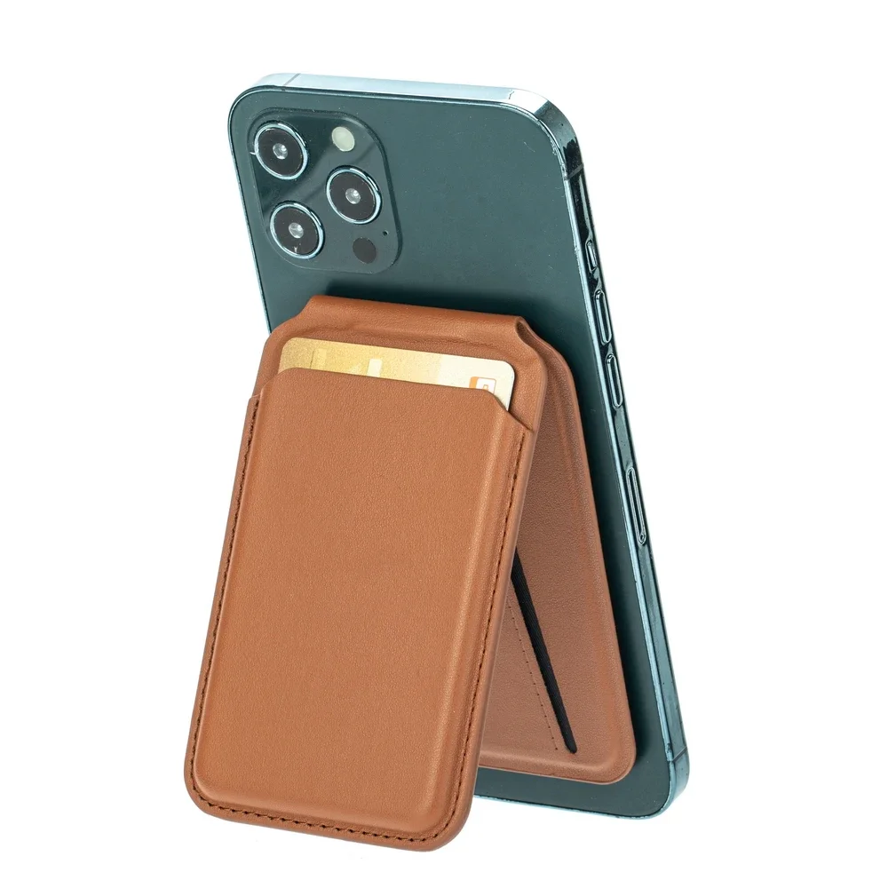 Tarjetero plegable magnético, soporte de cuero para teléfono Magsafe IPhone 14 13 15 Pro Max 16 Macsafe, soporte para teléfono - imagen 4