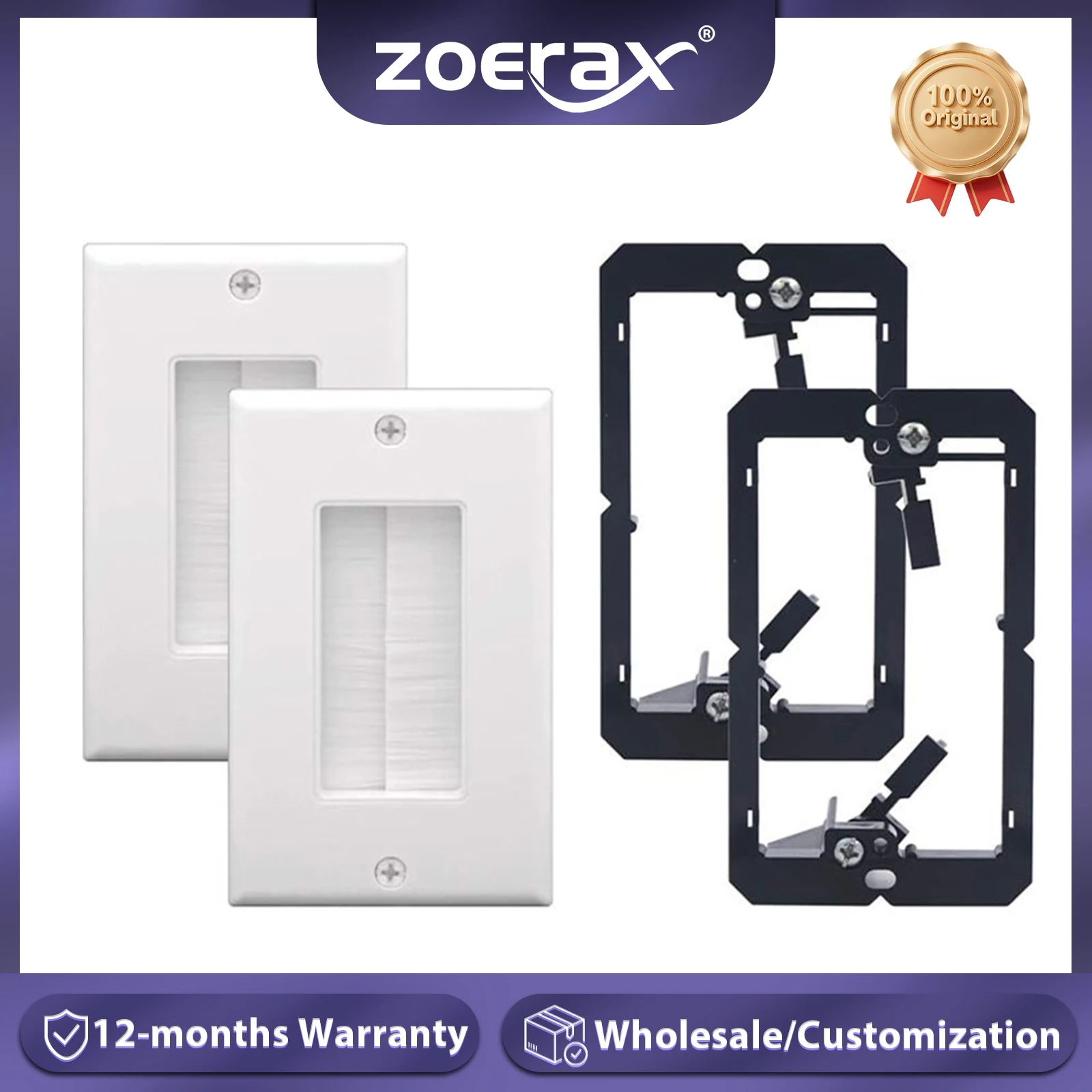ZoeRax Placa de Pared con Cepillo Pasacables – Decorativa Bajo Voltaje - imagen 3
