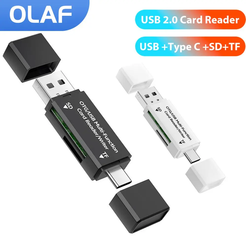Adaptador de lector de tarjetas 2 en 1, convertidor de lector de tarjetas de memoria USB 2,0 tipo C a SD TF para iPhone 15 16, Samsung, Huawei, Xiaomi, PC y portátil