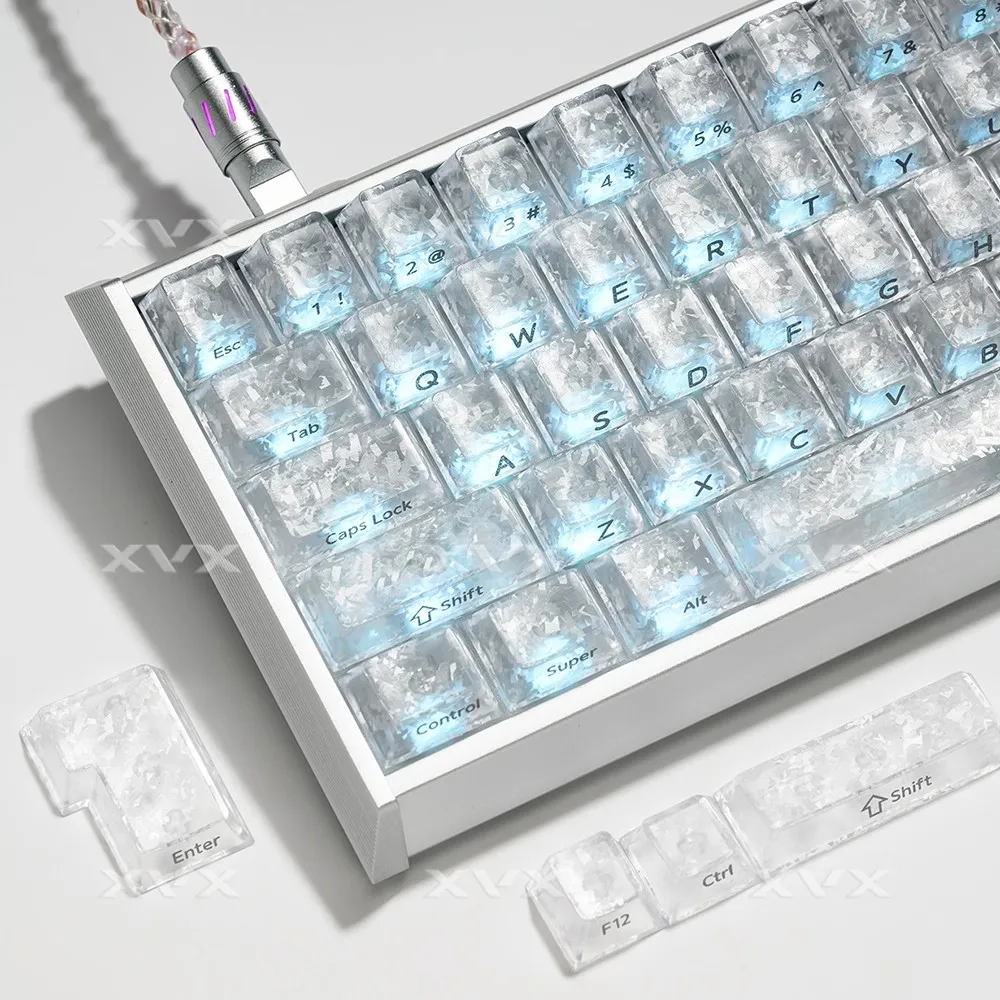 Teclas con textura de carbono hielo, tapa de teclado con perfil de cereza de PC personalizada Simple para regalo de teclado mecánico - imagen 2