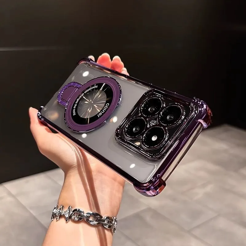 Funda de teléfono con soporte magnético a prueba de golpes para Xiaomi Redmi 14C 13 13C 12 12C 10 10C 9 9A 9C A3 A5 4G, funda de silicona suave transparente con soporte - imagen 5