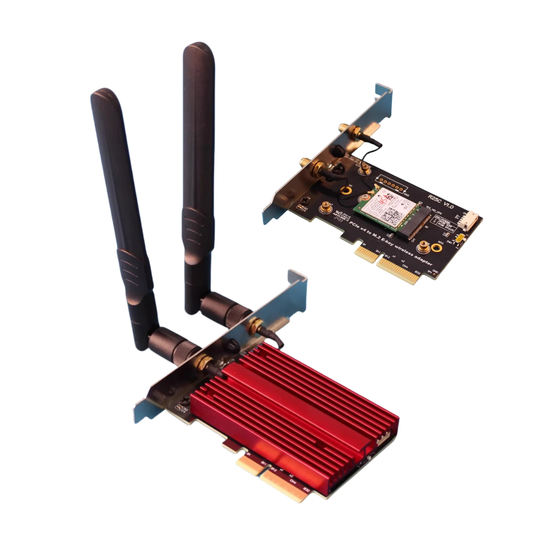 2025 NUEVA tarjeta de interfaz de red inalámbrica M.2 WiFi E Key a PCIe 4,0 X4 con tarjeta/placa adaptadora de disipador de calor Gen4 compatible con 2230/2242 - imagen 2