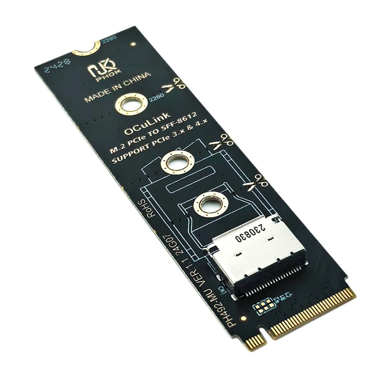 Tarjeta elevadora NVME a OCulink 2230-2280 M.2 PCIe X4 M Key a SFF-8612 Adaptador hembra Convertidor compatible con PCIe 3,0/4,0 para U.2 U.3 SSD - imagen 2