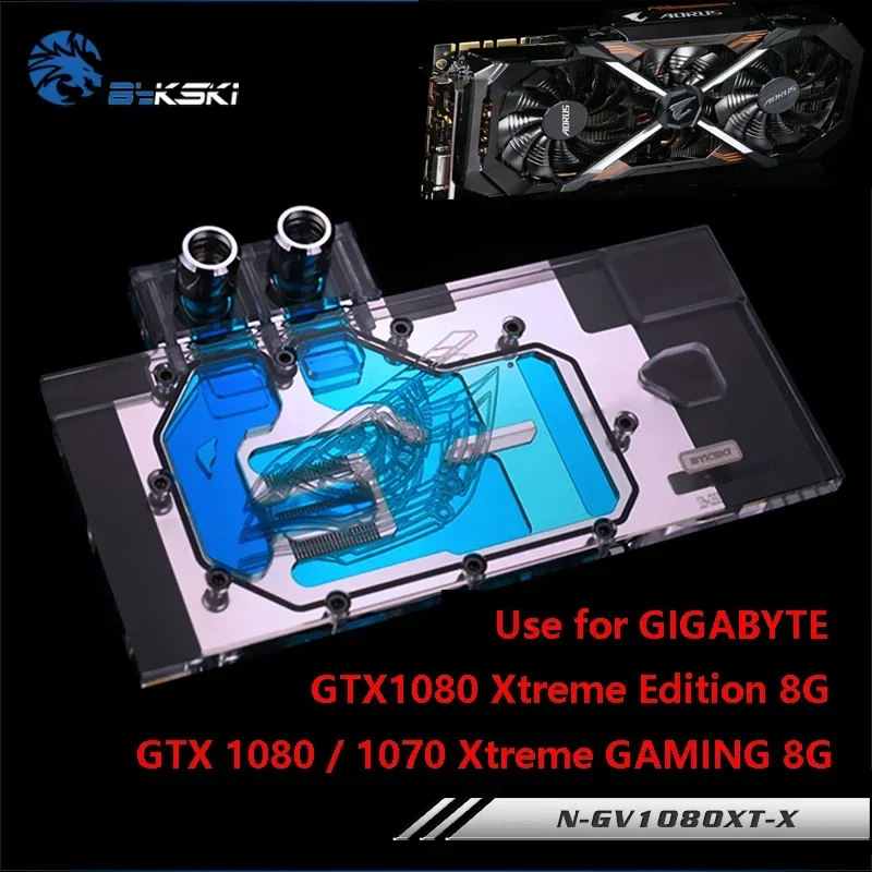BYKSKI bloque de agua para GIGABYTE GTX1080 Xtreme GAMING/N-GV1080XT-X/GTX1070 Xtreme/GTX1070Ti/bloque de cobre de cubierta completa RGB