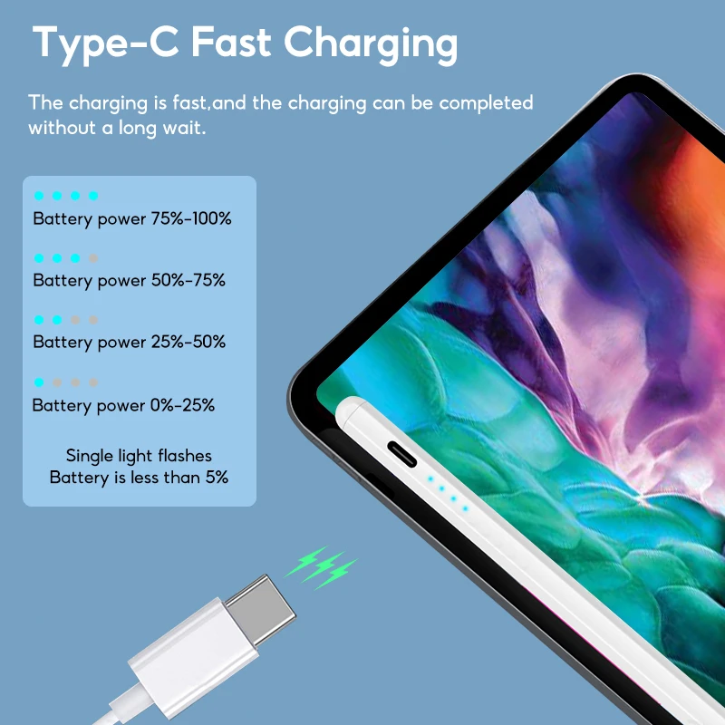 TBTIC lápiz capacitivo activo con inclinación de rechazo de palma para IPad Air 4 5th 10th Pro12.9 9th 8th 7th 6th Mini 6 5 Gen - imagen 4