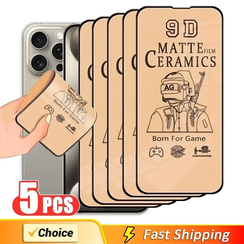 5 uds película cerámica mate suave para iPhone 14 11 12 16 15 Pro Max 8 Plus Protector de pantalla para IPhone 13 Mini XS MAX X XR no vidrio - imagen 2
