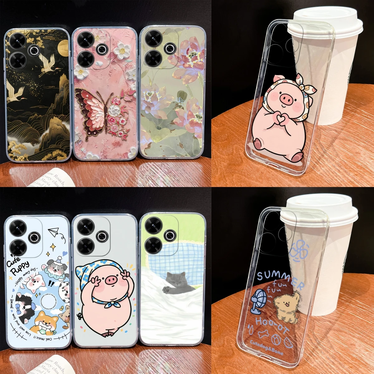 Para Redmi 13 13C 13X 4G 5G Funda de teléfono patrones de mariposa suave TPU Funda de silicona transparente para Redmi13C 13 X Funda ligera