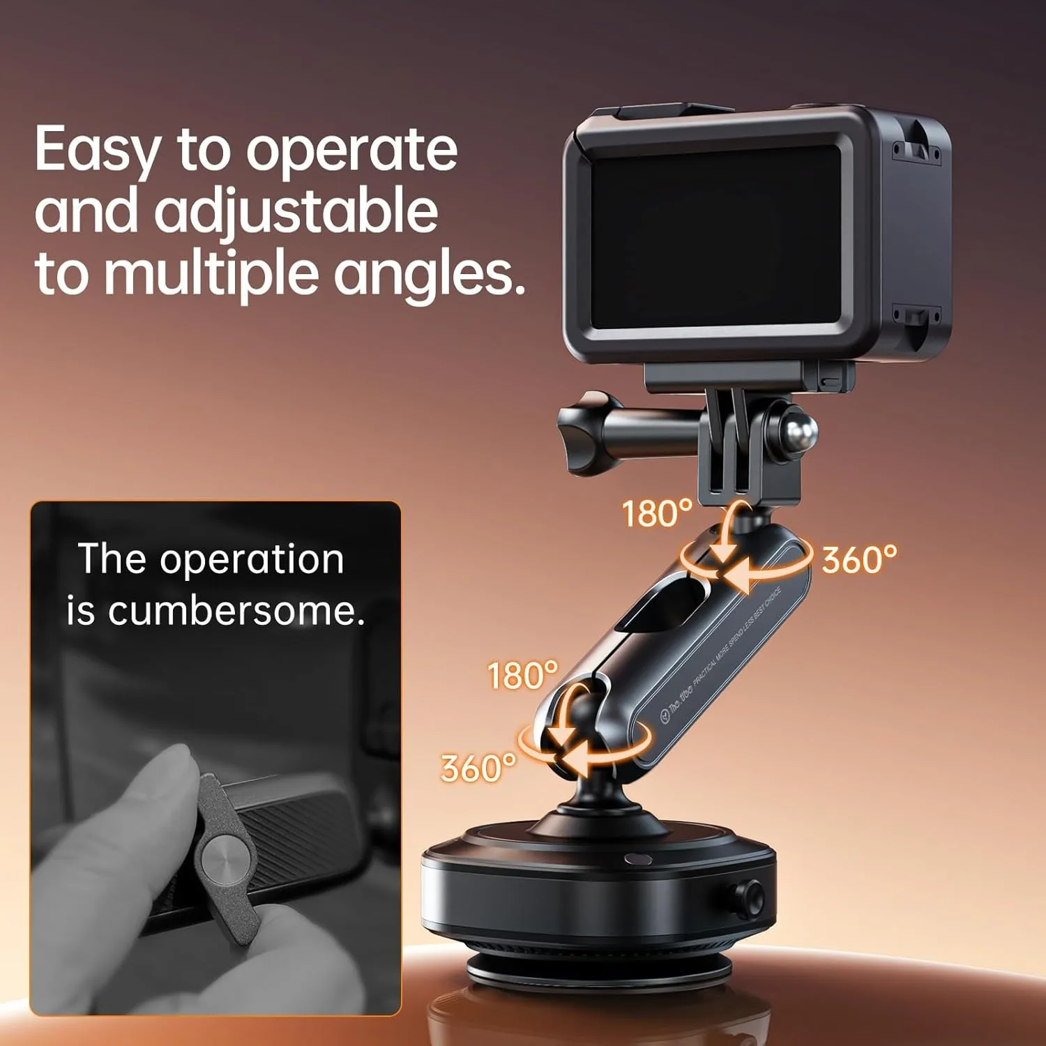 Soporte eléctrico para coche con ventosa, para DJI Action 6 5 Pro Action 4 3 GoPro Mini Hero 13 12 11 10 9 Insta360 X5 X4 X3 Ace Pro - imagen 2