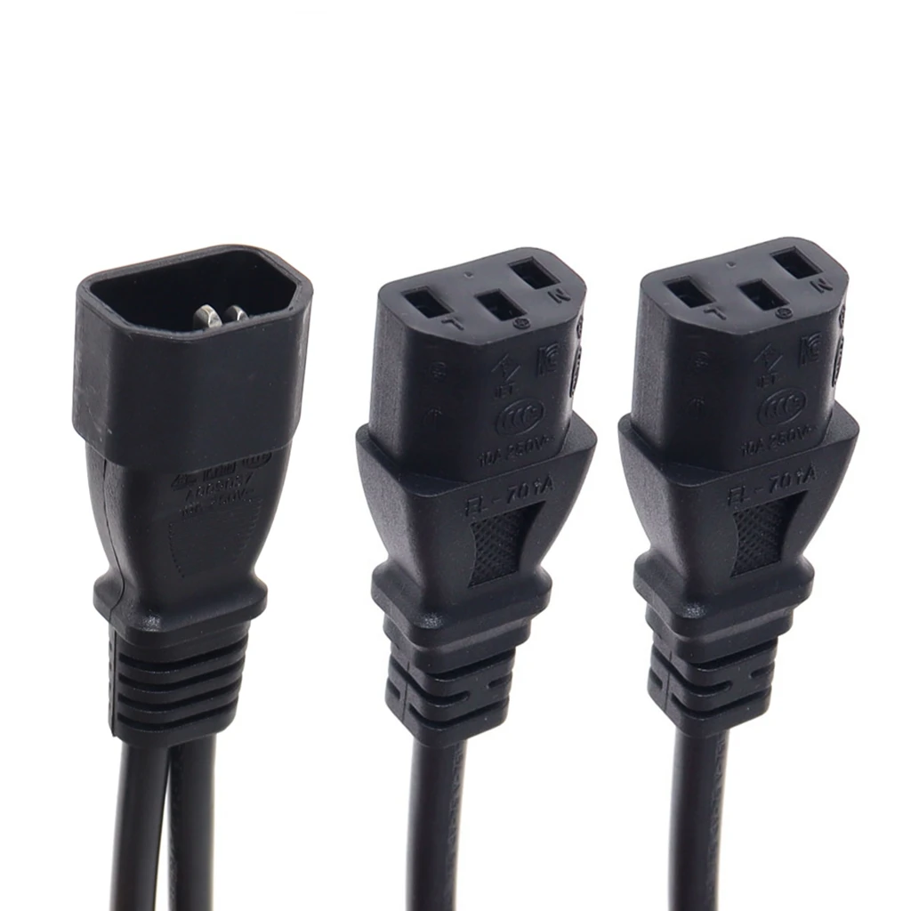 Divisor de servidor UPS C14 a 2 x C13, Cable adaptador de corriente individual C14 a Dual 5-15R C13, Cable adaptador tipo Y de corriente corta 10A 250V - imagen 2