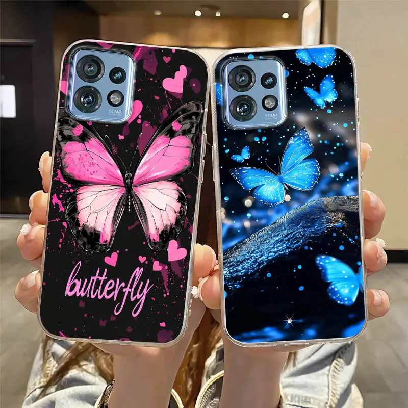 Para Moto Edge 40 Neo 5G Edge Plus 2023 funda para Motorola Moto Edge 40 Pro mármol claro suave funda de teléfono de silicona gato Fundas - imagen 2