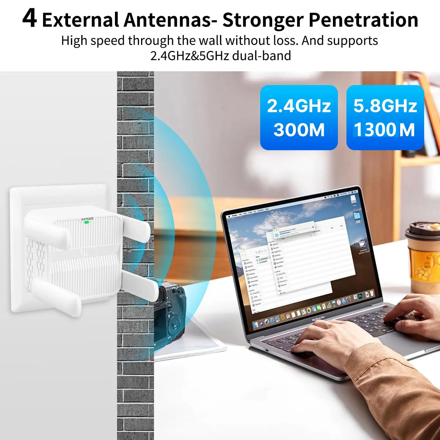 Repetidor extensor WiFi 6 de 5Ghz AX1600, amplificador de señal de doble banda, amplificador de señal Wi-Fi de 2,4G/5GHz, red de largo alcance, fácil configuración - imagen 2