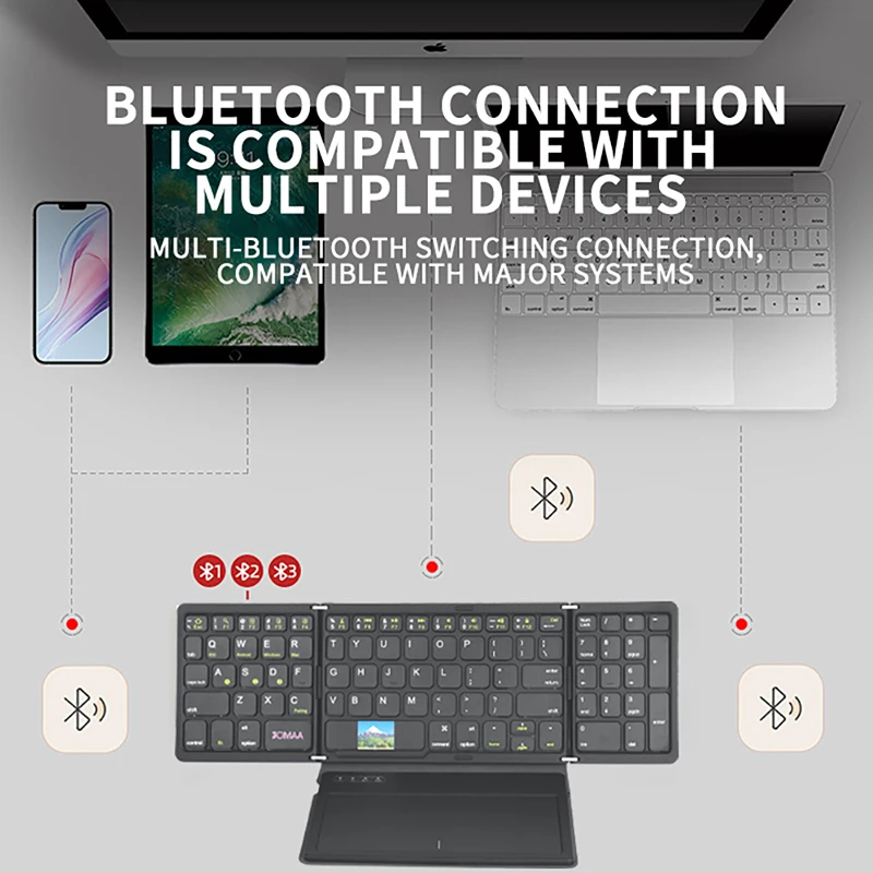 Teclado Bluetooth plegable con panel táctil grande/teclado numérico teclado de viaje inalámbrico de cuero portátil para Windows/i0S/Android - imagen 2
