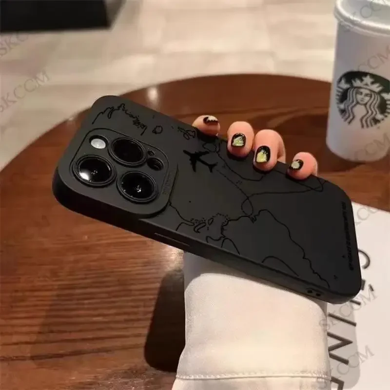 Funda de ruta de avión para iPhone 16 Pro Max 15 14 13 12 Mini 11 Pro X XR 7 8 Plus SE cubierta protectora de pantalla a prueba de golpes - imagen 3