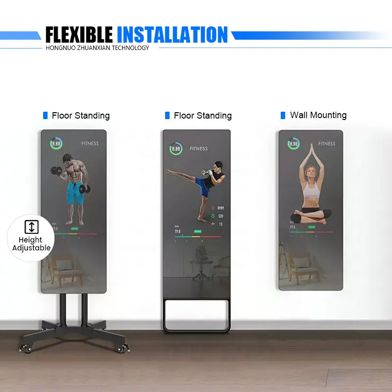 Wifi interactivo de la pantalla táctil de 32 pulgadas del soporte de la pared del precio de fábrica conecta el espejo mágico de la aptitud para el ejercicio
