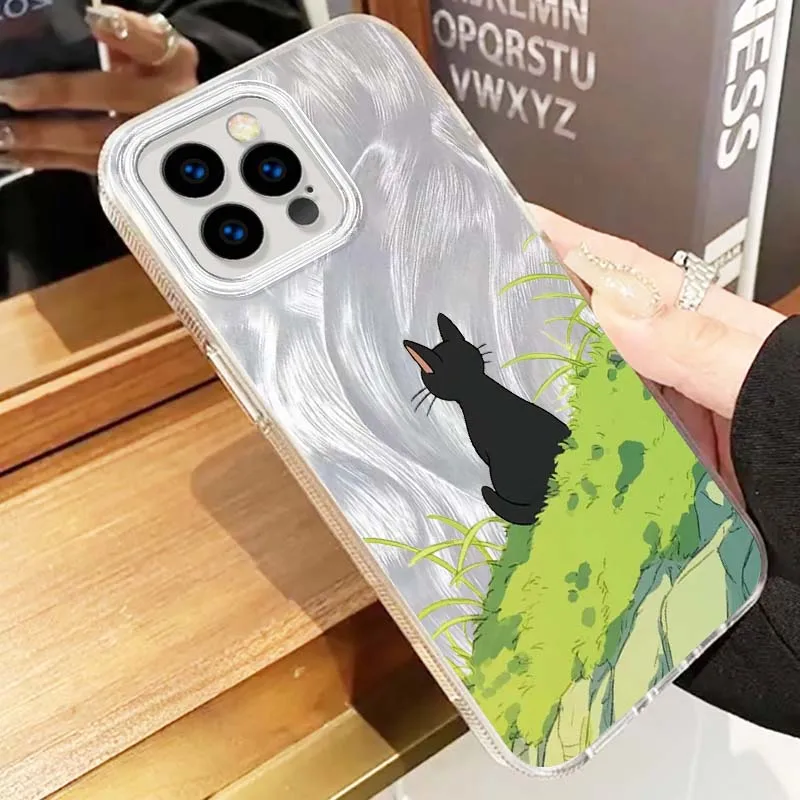 Funda bonita de gatito de dibujos animados para Apple iPhone 16 16E 15 14 13 12 11 8 XS X Pro Max, funda de teléfono con textura de plumas - imagen 5