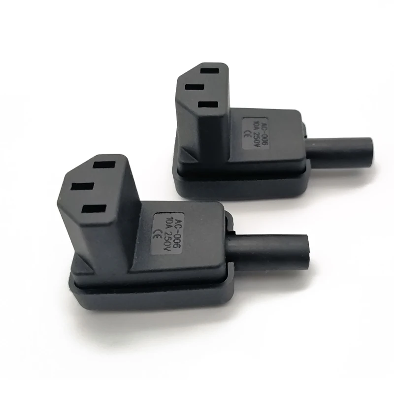 2 uds 90 grados en ángulo IEC 320 C13 enchufe hembra AC 10A 250V Cable de alimentación conector - imagen 2