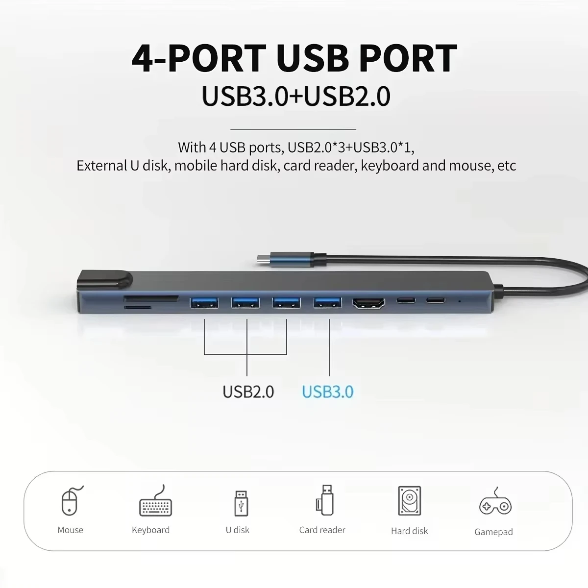 USB C HUB tipo C divisor Thunderbolt 3 estación de acoplamiento adaptador de ordenador portátil con para Macbook Air M1 iPad Pro RJ45 HDTV - imagen 3