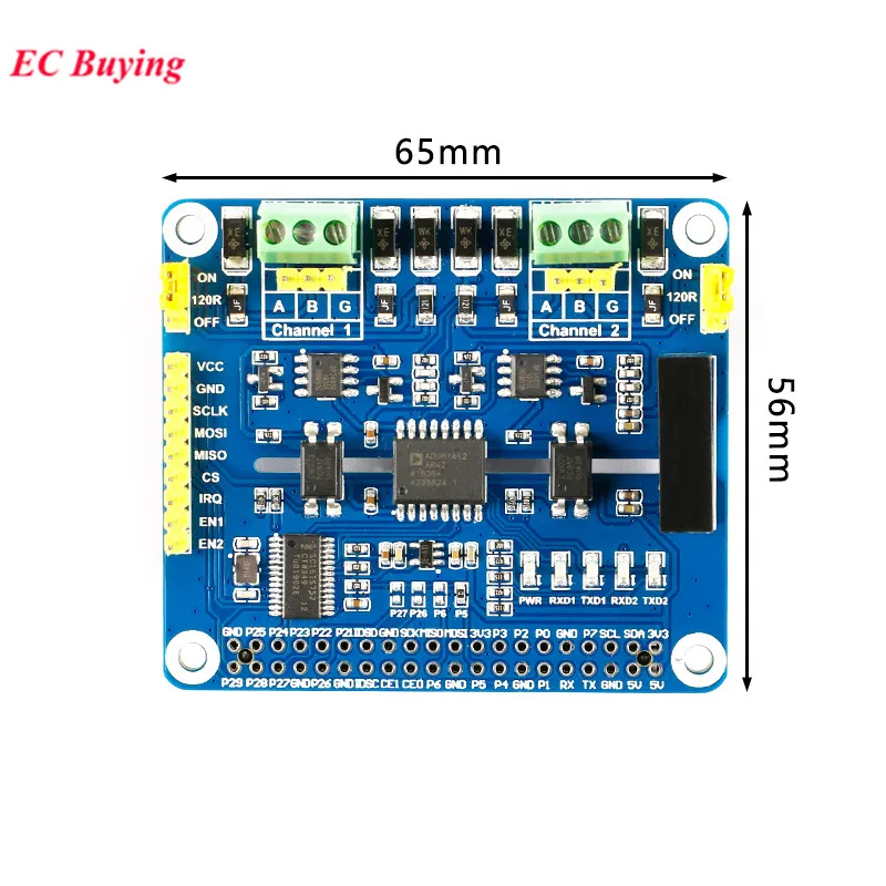 Módulo de placa de expansión aislada de 2 canales RS485 HAT SC16IS752 SP3485 Circuitos de protección multi integrados para Raspberry Pi 4 - imagen 4