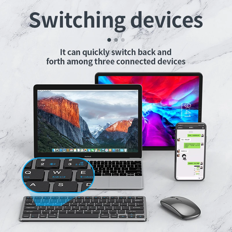 Teclado y Ratón Inalámbrico Bluetooth 5.0 - Set Dual PC TV iPad Mac - imagen 2