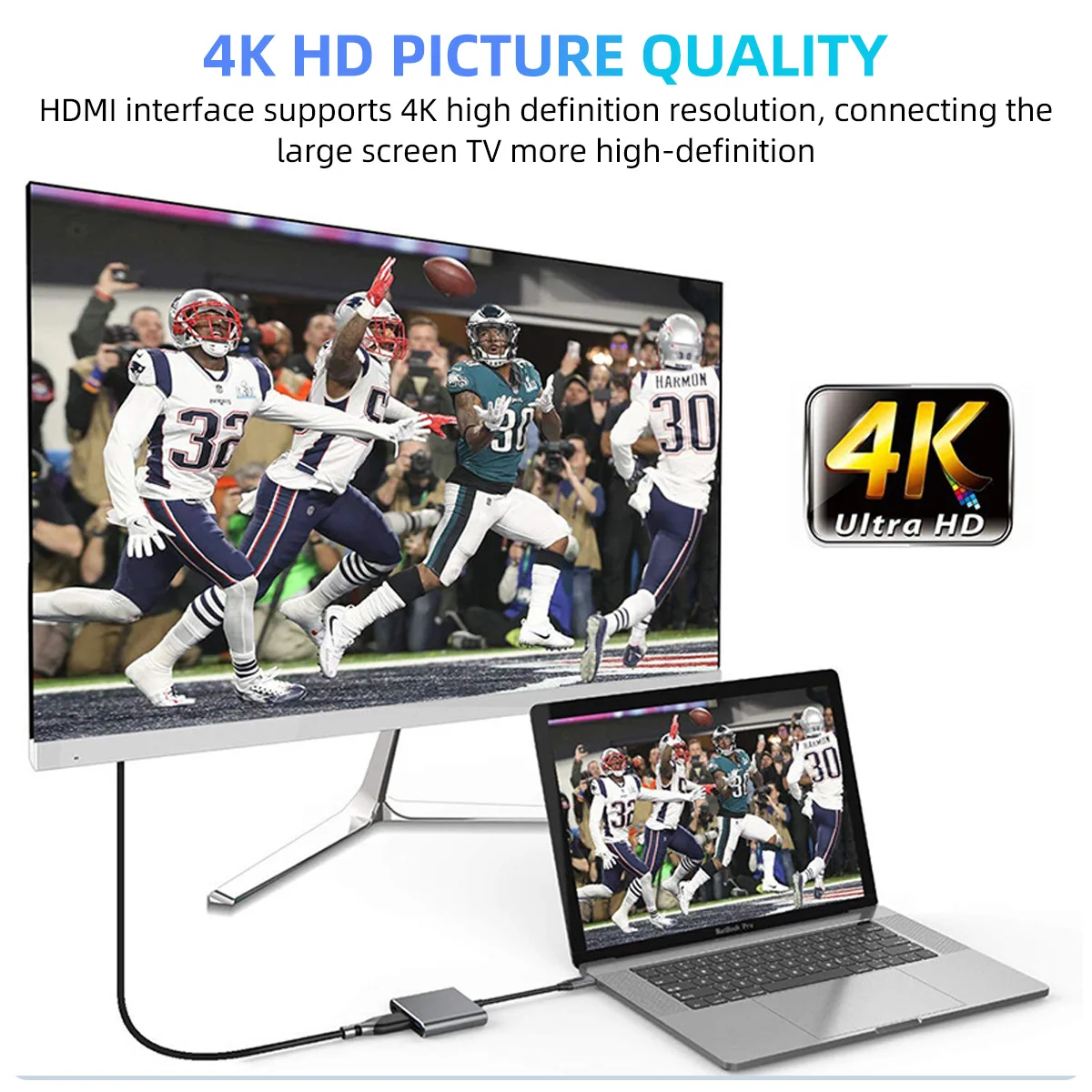 Convertidor de Cable 3 en 1 compatible con USB-C a HDMI para Samsung Huawei iPad Mac NS USB 3,0 tipo C a HD 4K Cable adaptador USB 3,0 - imagen 3