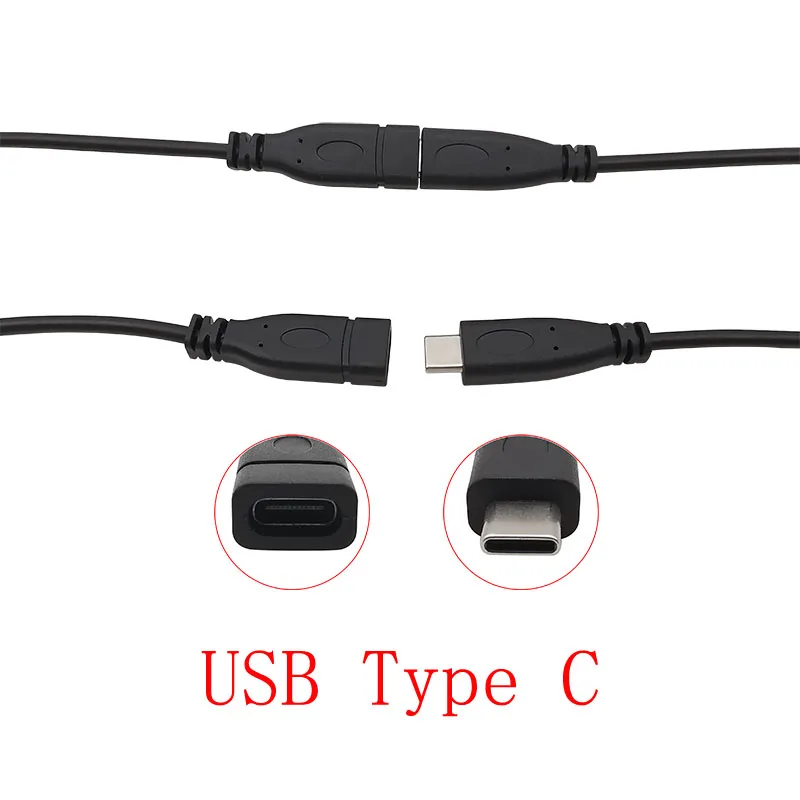 5 uds 5V USB tipo C macho/hembra 2/4 Pin Cable de alimentación de extensión en espiral carga de datos DIY reparación USB tipo C conector de enchufe - imagen 3