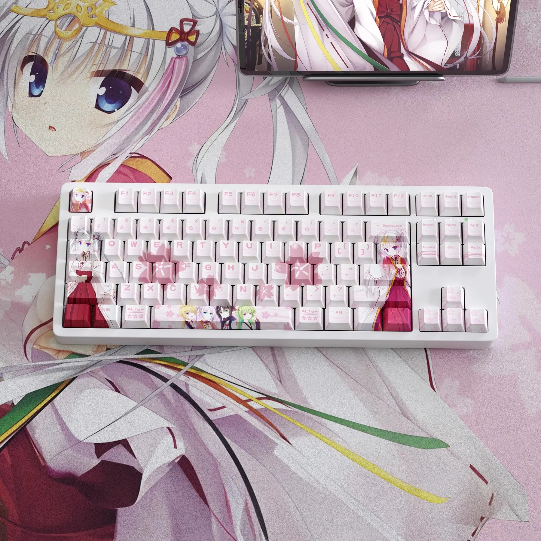 125 teclas Senren Banka Tomotake Yoshino Keycaps PBT tinte subcama Anime teclas de dibujos animados perfil de cereza retroiluminado Keycap para interruptor MX - imagen 5