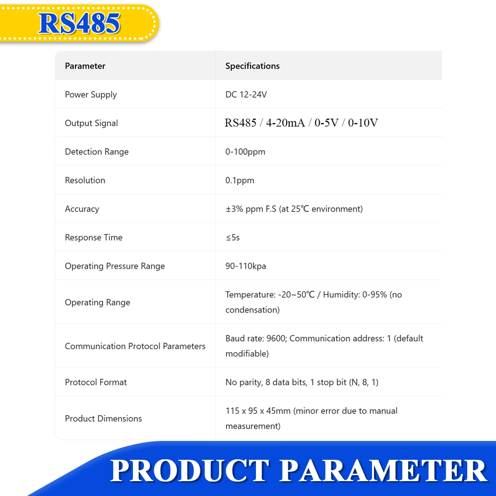 Sensor de Gas H2S para concentración de sulfuro de hidrógeno Monitor de olores peculiares Módulo transmisor de detección RS485 OLED 100ppm - imagen 5