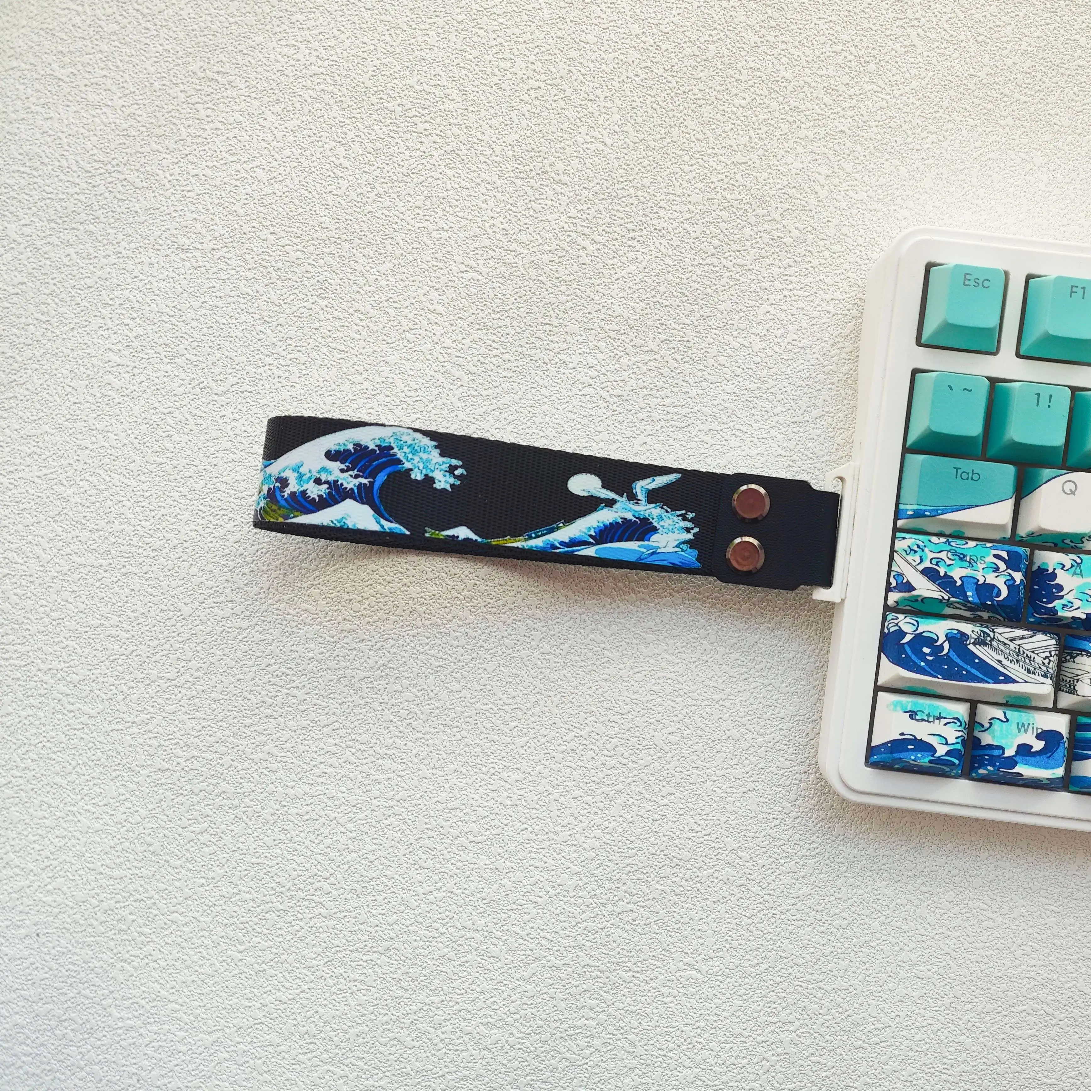Accesorios para teclado Kanagawa, correa de cinta negra Compatible con Wooting 60HE y ATK68, correa de nailon personalizada para teclado mecánico - imagen 4