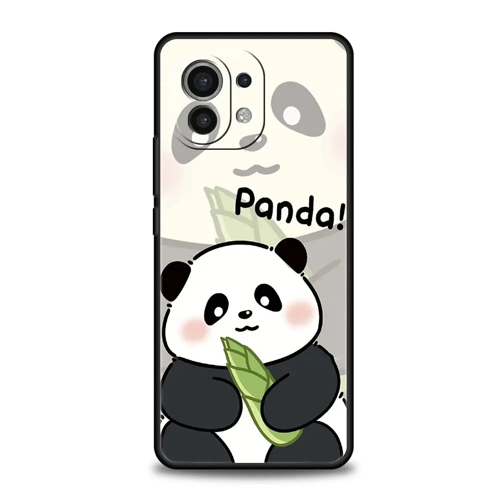 Funda de teléfono para Xiaomi Mi 14, 13, 12, 11 Lite, 13T, 12T, 11x, 11T, 10T, Pro, 9T, Note 10 Lite, cubierta negra suave, Panda lindo, bambú de escalada - imagen 5