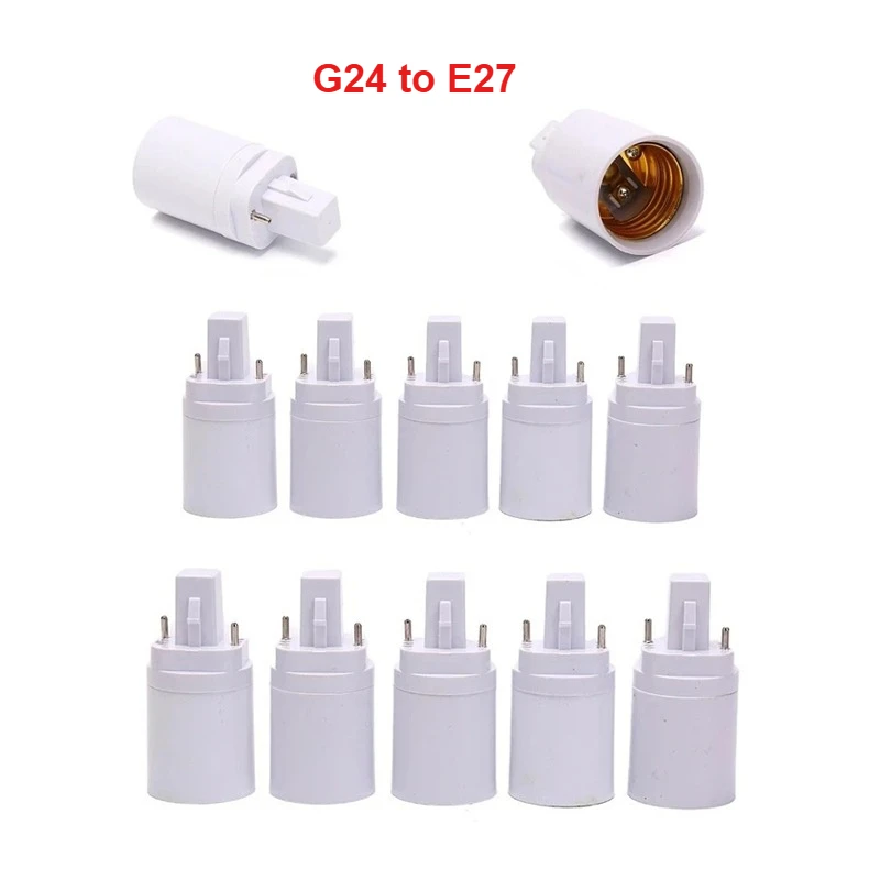 8 pzas/lote 2Pin G24 a E26 E27 CFL adaptador de soporte de Base de lámpara LED G24d a E26 convertidor de enchufe de luz Edison medio a prueba de fuego 250V 2A