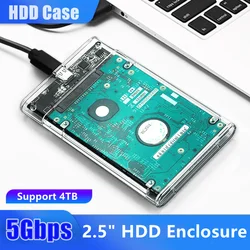 Carcasa SATA de 2,5″ para HDD/SSD, USB 3.0 de 5 Gbps, transparente