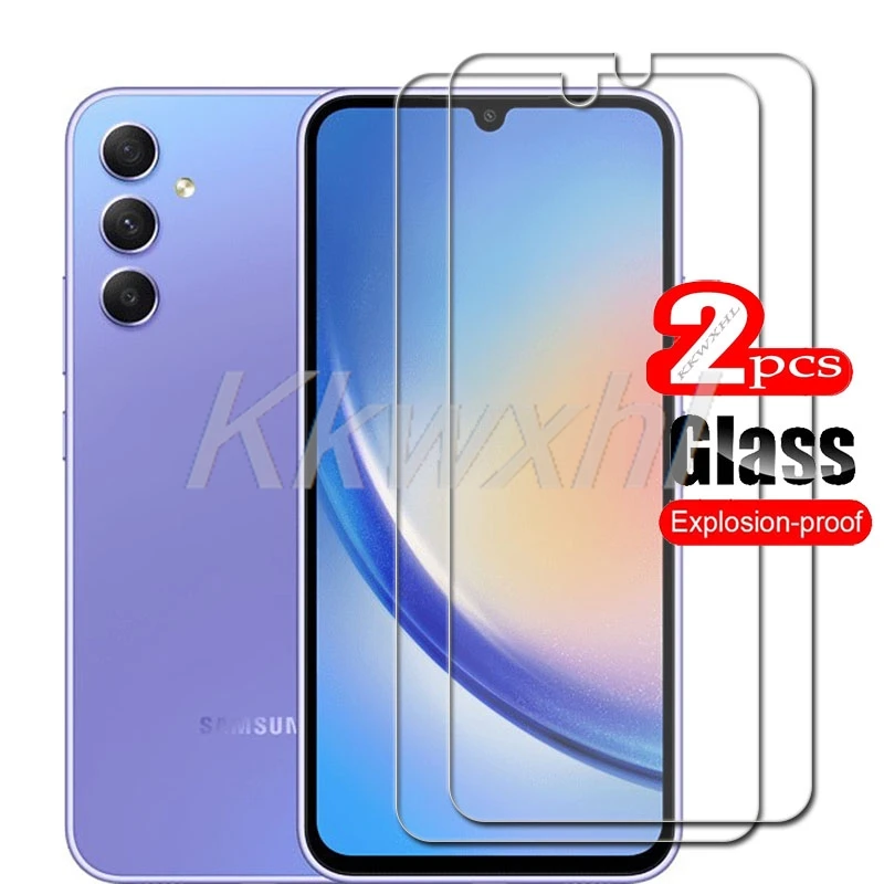 2 uds para Samsung Galaxy A34 5G cubierta de vidrio templado en SamsungGalaxyA34 GalaxyA34 A346B A346 Protector de pantalla película transparente