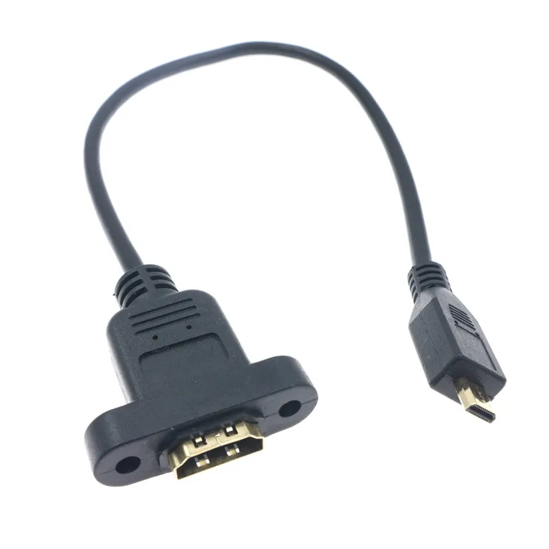 0,3 m Micro HDMI Compatible macho a HDMI Compatible hembra extensión 30cm conector tornillo bloqueo montaje en Panel HD AV Cable de cámara - imagen 5