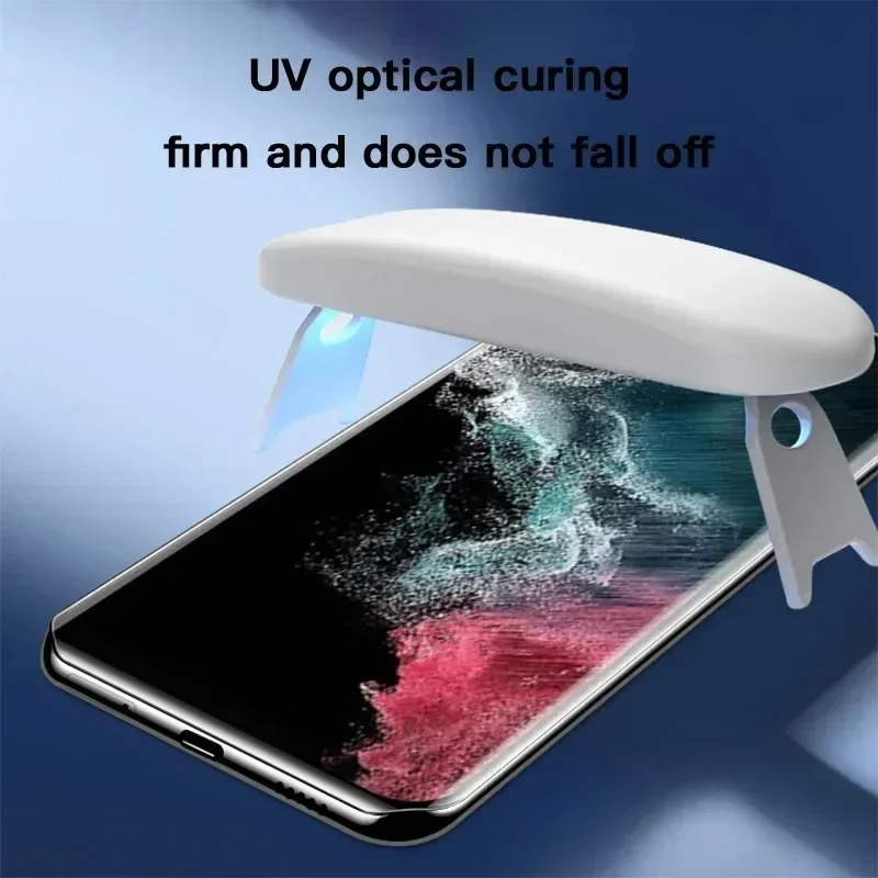 Película de vidrio templado UV para Samsung Galaxy S24 S23 S22 S21 S20 Ultra Plus, Protector de pantalla totalmente curvo para S24Ultra - imagen 5