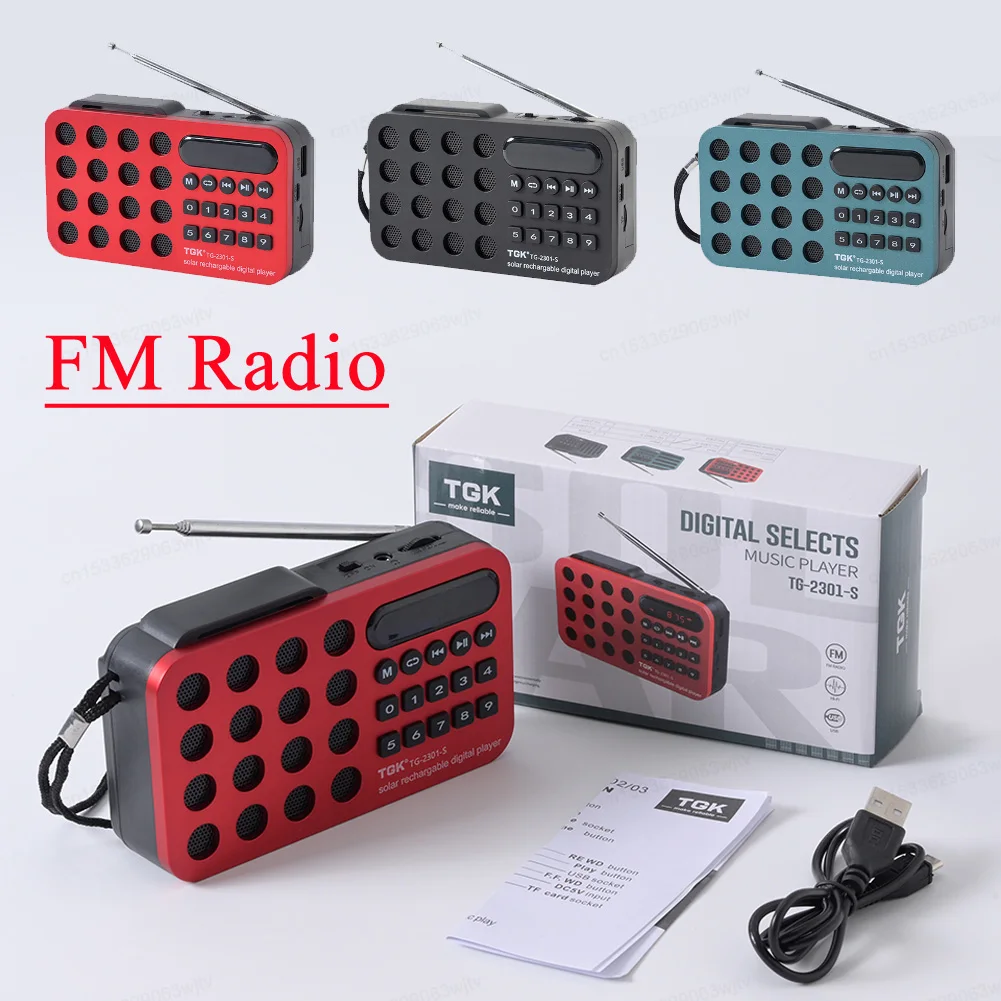 Mini Radio FM portátil de bolsillo, carga Solar, altavoces inalámbricos, soporte USB, tarjeta TF, reproducción de emergencia, Bluetooth, receptor de Radio FM