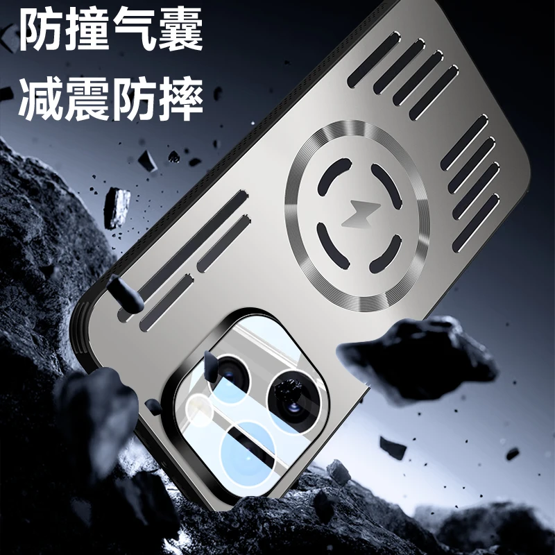 Para Reno 15 Pro Magsafe caja de disipación de calor de Metal de carga para OPPO Reno 15 Pro aleación de aluminio cubierta dura a prueba de golpes parachoques - imagen 2