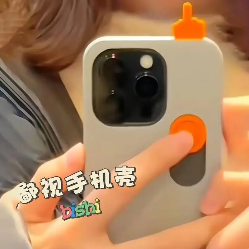 Funda de teléfono para iphone 15 Pro 15 Pro Max, divertida funda deslizante de silicona con estampado 3D de dedo medio para teléfono con tarjeta deslizante