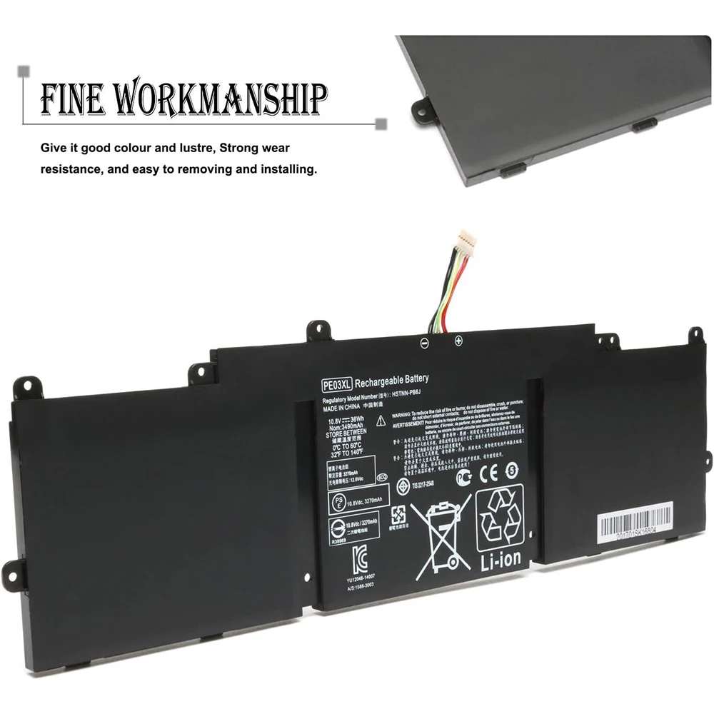 PE03XL Reemplazo de batería para HP PE03XL PE03 Chromebook 210 G1 11 G4 HSTNN-LB6M HSTNN-PB6J 766801 -421 767068 -005 766801 -851 - imagen 2