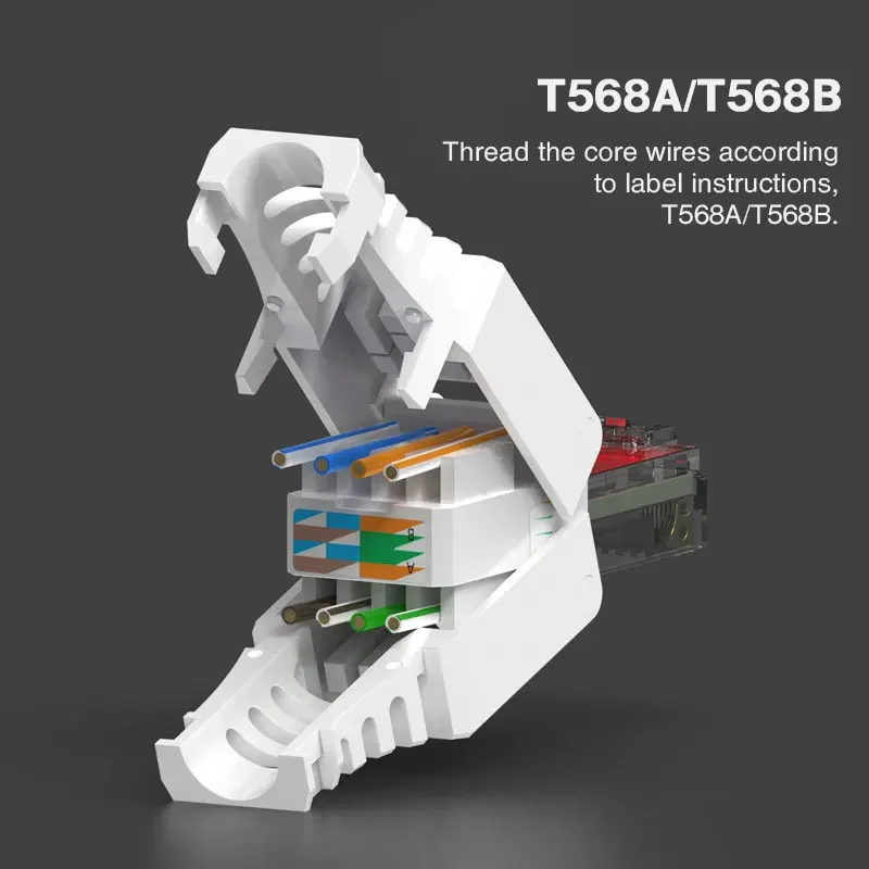 ZoeRax 24/12 Uds RJ45 CAT6 conector gratuito de herramientas enchufes de terminación Ethernet para Cable de 23AWG a 26AWG enchufe de Internet - imagen 3