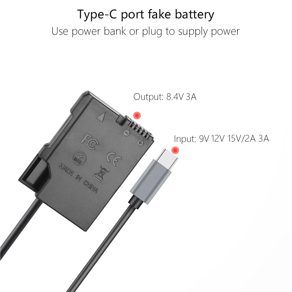 EP-5A USB-C adaptador de corriente Kitr EN-EL14 EN-EL14a batería simulada para Nikon D3100 D3200 D3300 D3400 D3500 D5100 D5200 D5300 D5500 - imagen 3