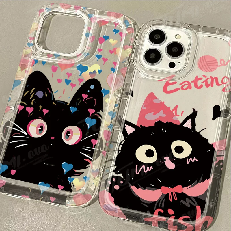 Funda con etiqueta de mariposa y gato negro para Samsung Galaxy A15 A55 A05 A05S A14 A24 A13 A23 A73 A12 A22 A32 A52 A52S A72 A31 A51 - imagen 2