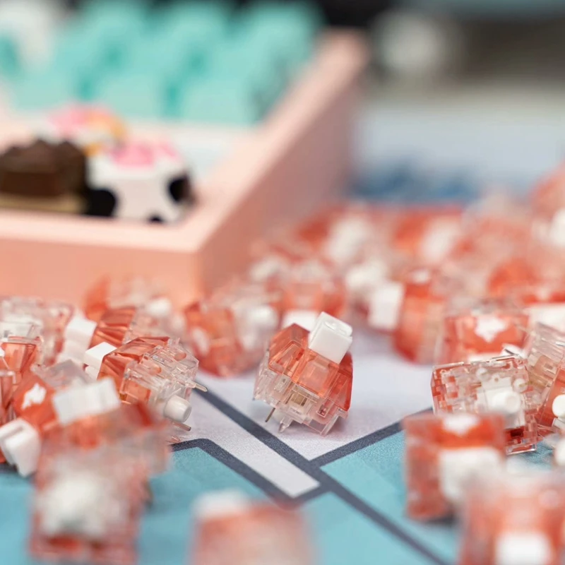 Interruptor de conejo TTC, lineal silencioso, 5 pines, 42g, versión RGB, lubricación fina rosa transparente para teclado mecánico, interruptores silenciosos MX - imagen 2