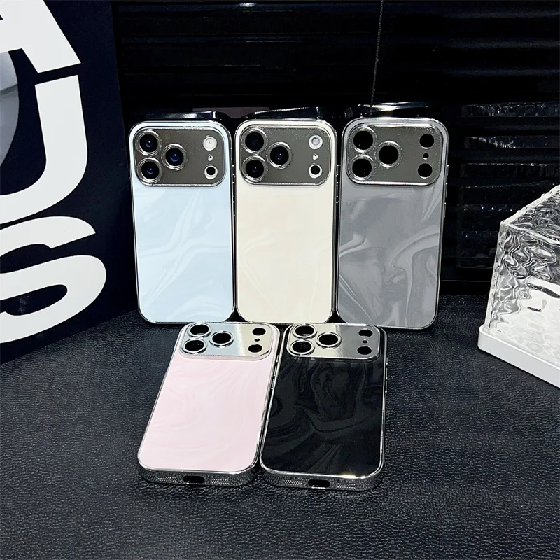 Funda de teléfono con revestimiento de textura ondulada Simple de lujo para Apple iPhone 17 16 15 14 13 Pro Max lente de cámara protectora a prueba de golpes - imagen 3