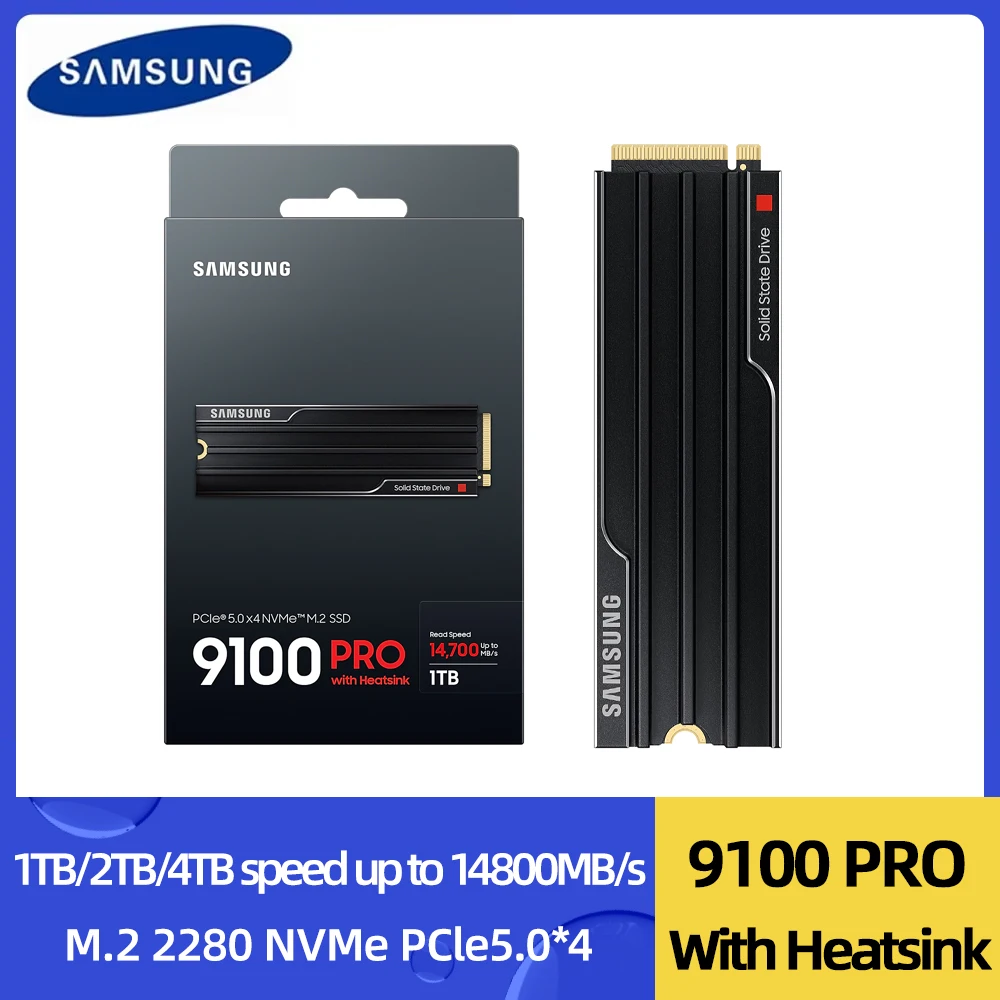 방열판이 포함된 SAMSUNG SSD 9100 PRO 1TB 2TB 4TB PCIe 5.0x4 M.2 2280 PC 모바일 게임 콘솔용 최대 14,800MB/s 읽기 - imagen 2