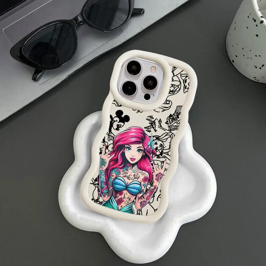 Funda de princesa Ariel con tatuaje de Disney para iPhone 14 11 XR 15 Plus 16 Pro Max X 12 13, funda suave para teléfono - imagen 4