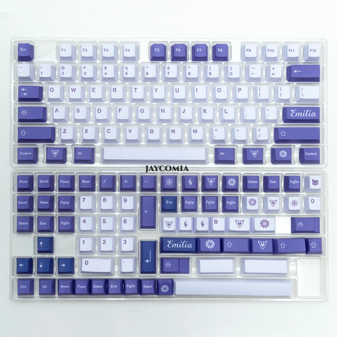 Teclas Cherry PBT Dye Sub para teclado mecánico, 145 teclas, juego de juegos Frost Witch Emilia, teclas púrpuras, teclas Mx Switch DIY - imagen 2