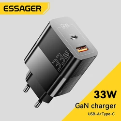 Essager Cargador USB-C 33 W con Carga Rápida PD/QC, Doble Puerto