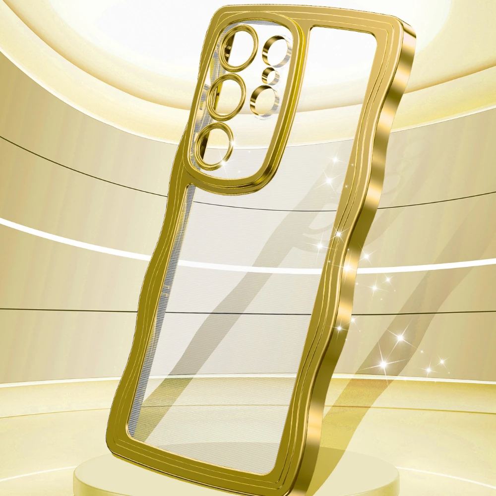 Funda ondulada transparente galvanizada para Samsung Galaxy S24 S23 S22 Plus Ultra S21FE A55 A16 A15 A06 con cubierta de papel con tarjeta brillante - imagen 5