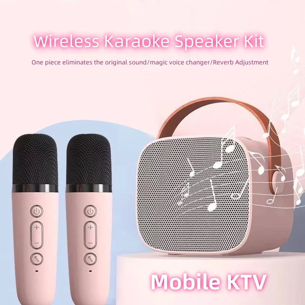 Mini máquina de Karaoke para niños y adultos, altavoz portátil con 1-2 micrófonos inalámbricos para el hogar, KTV, fiesta de cumpleaños, regalos festivos - imagen 2